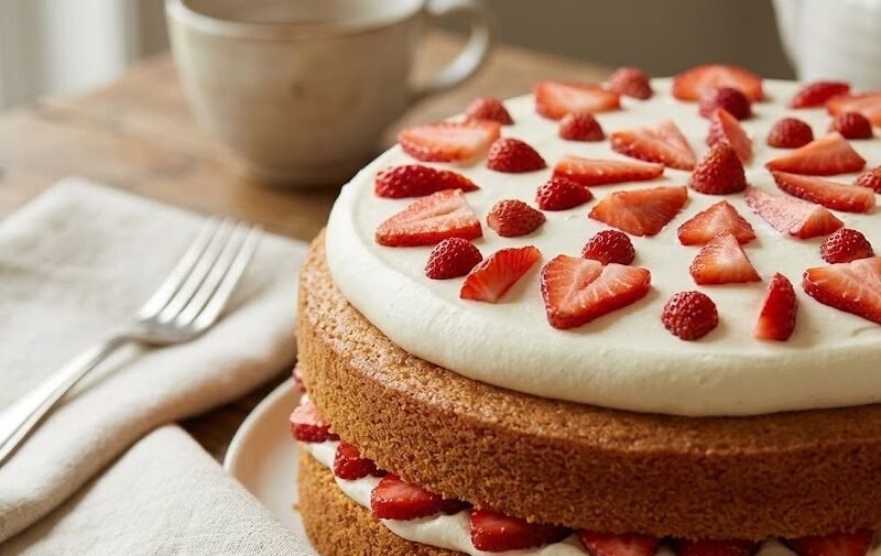 Mary Berry Victoria Sponge with Fresh Cream and Strawberries Recipe